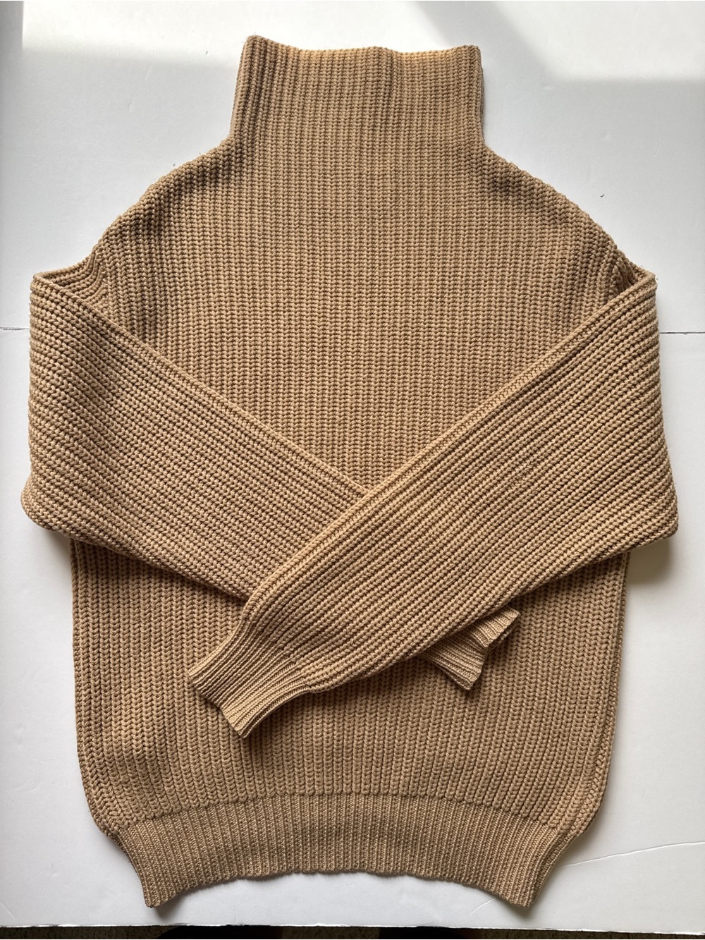 Aritzia Wilfred Montpellier Turtleneck Ribbed Sweater Tan Camel Knit Sz XS - Picture 10 of 12